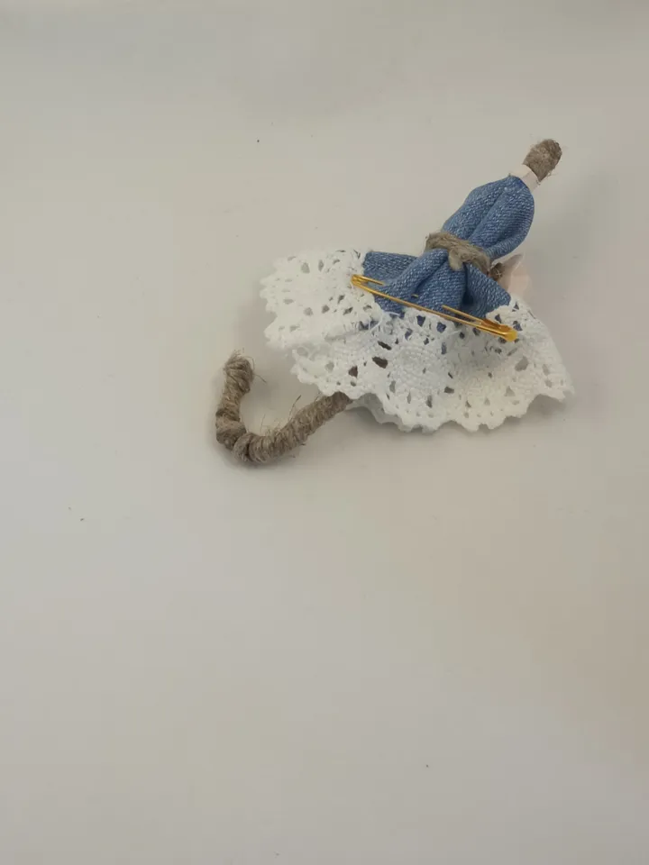 Denim umbrella brooch on pin/ handmade jeans brooch/ textile jewellery/women's accessories/jeans jewellery/gift for her