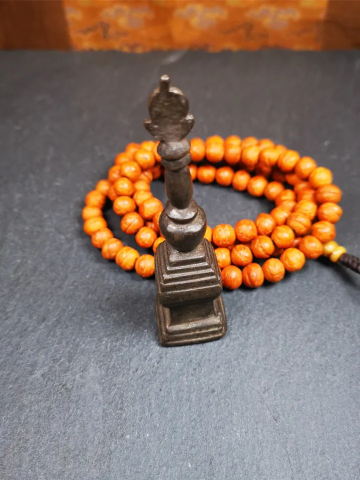 Gandhanra Vintage Tibetan Buddhist Tower Amulet,Stupa,Pagoda Pendant,Made of Thokcha,3.35 inches