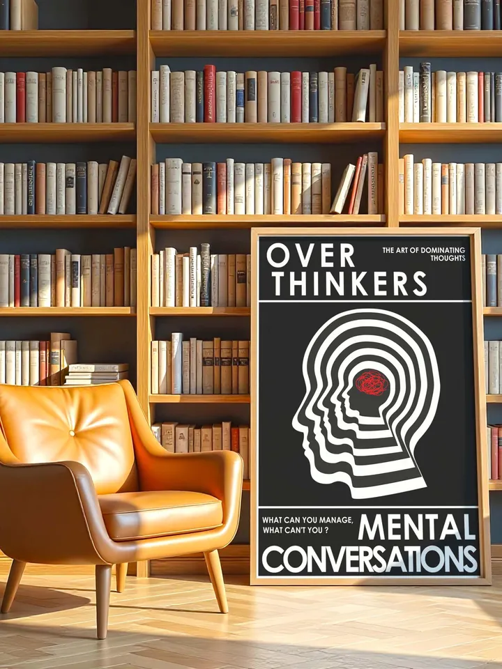 Overthinkers Wall Art Digital Print Retro Style Creativity Poster Eclectic Printable Artwork Trendy Room Decor Instant Download Black White