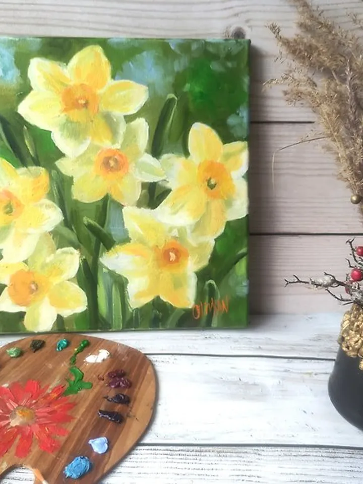 Narcissus Painting Daffodil Original Watercolor Floral Wall Art Small Flower Art