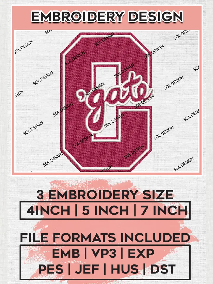 NCAA C Gate College Team Word Logo Embroidery Design Files, NCAA Colgate Raiders Machine Embroidery, NCAA Teams, 3 sizes, NCAA Machine embroidery designs, Digital Download