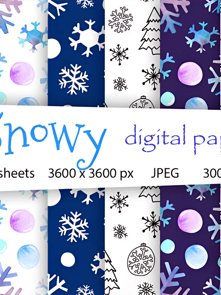 Snow Digital Paper Winter Patterns