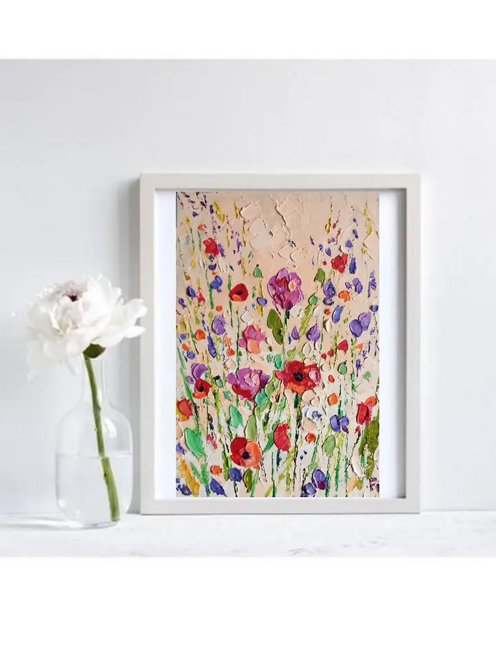 Poppy Painting Wildflower Wall Decor Original Art Oil Painting Verafe