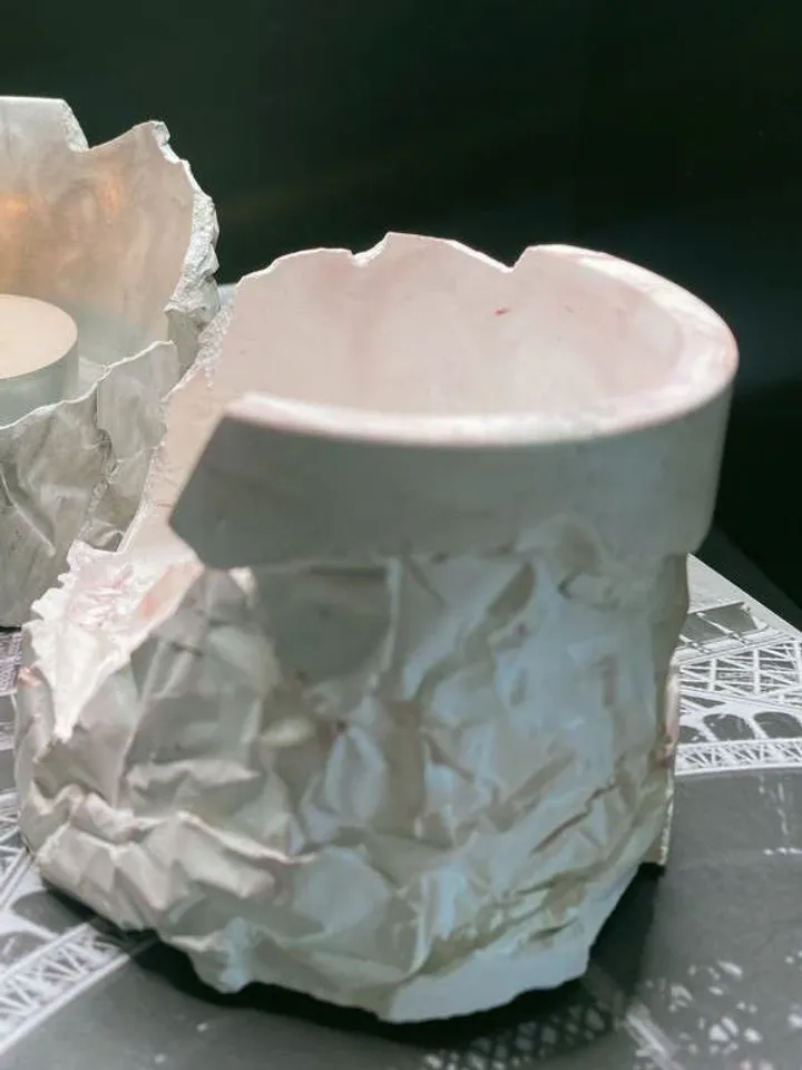 Candlestick or jewelry stand made of plaster