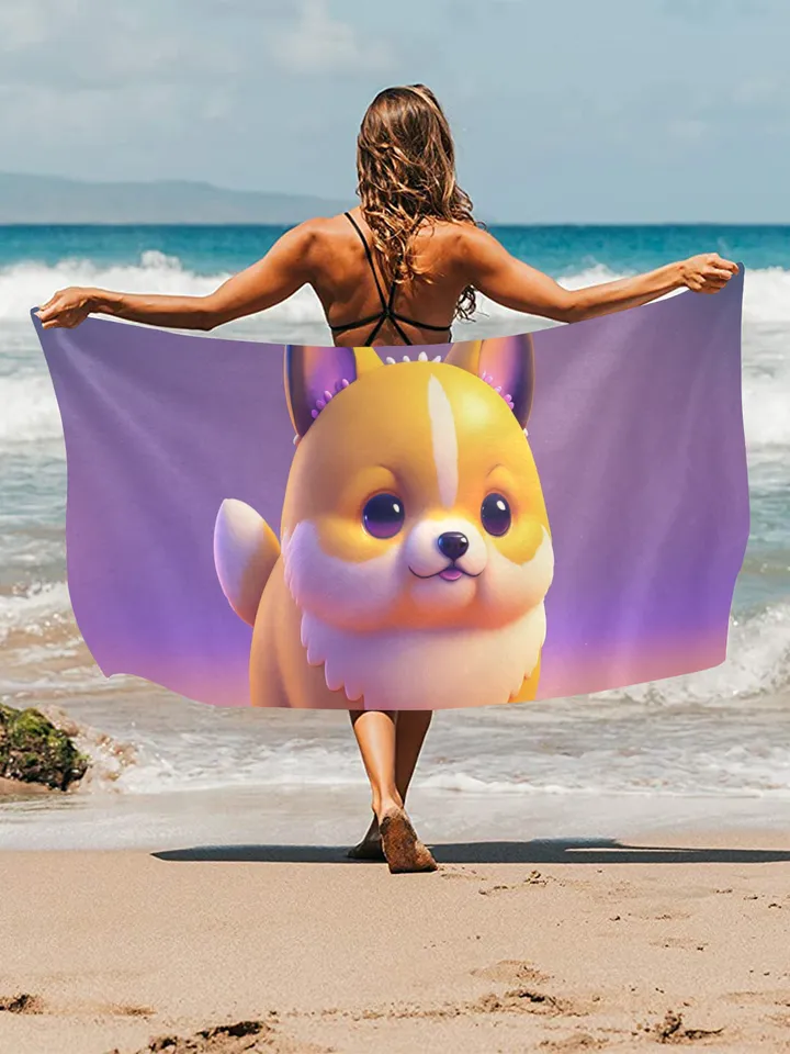 Cute Dog Kawaii Beach Towel