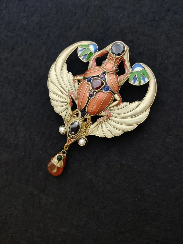 Egyptian Scarab Brooch, Scarab beetle, Egyptian Jewelry, Scarab Jewelry