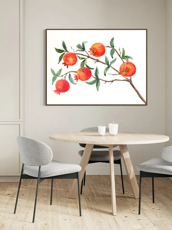 Pomegranate Tree Watercolor Painting Art Print ,Fruit Art Print ,Rustic Kitchen, Kitchen Artwork ,Botanical Print Tree Artwork,Red Art Print