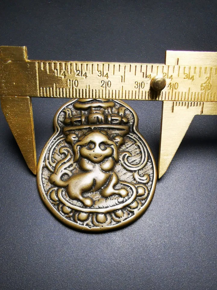 Gandhanra Antique Tibetan Buddhist Protective Pendant,Snow Lion Amulet Badge,50years old