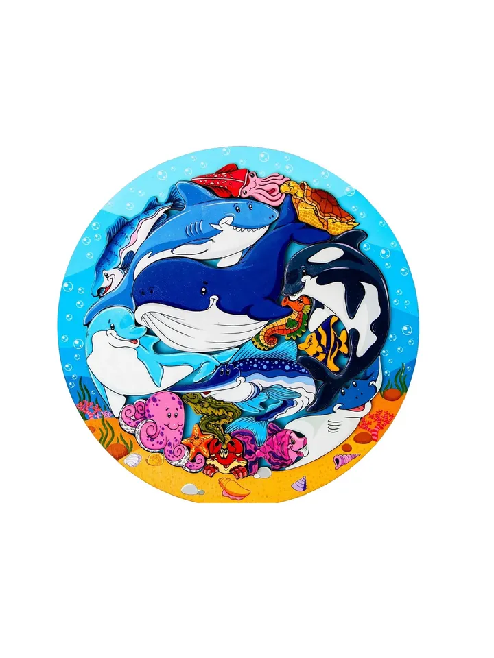 Wooden Puzzle - Ocean Life whales