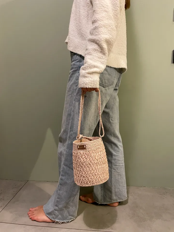 Handmade Raffia Crochet Basket Bag - Womens Fashion Accessory