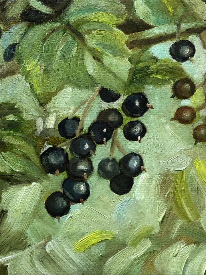 Black currants original oil painting wall art