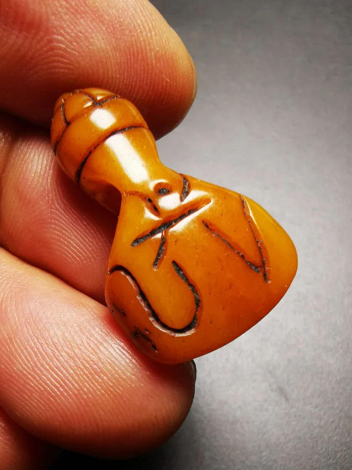 Gandhanra Tibetan Amulet,Hand-carved Yak Bone Pendant, OM Symbol