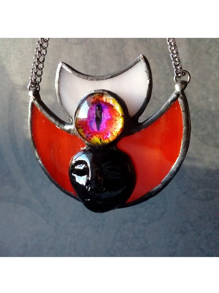 Moon crescent necklace, blood moon necklace, black lilith, soldered crescent, Halloween moon, witchy aesthetic