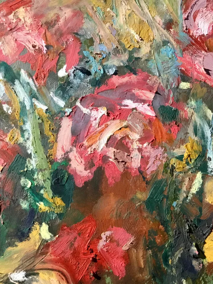 Flower garden original oil pastel painting,flowers painting,forest painting, colourful flowers,affordable gift wall hanging home decoration.