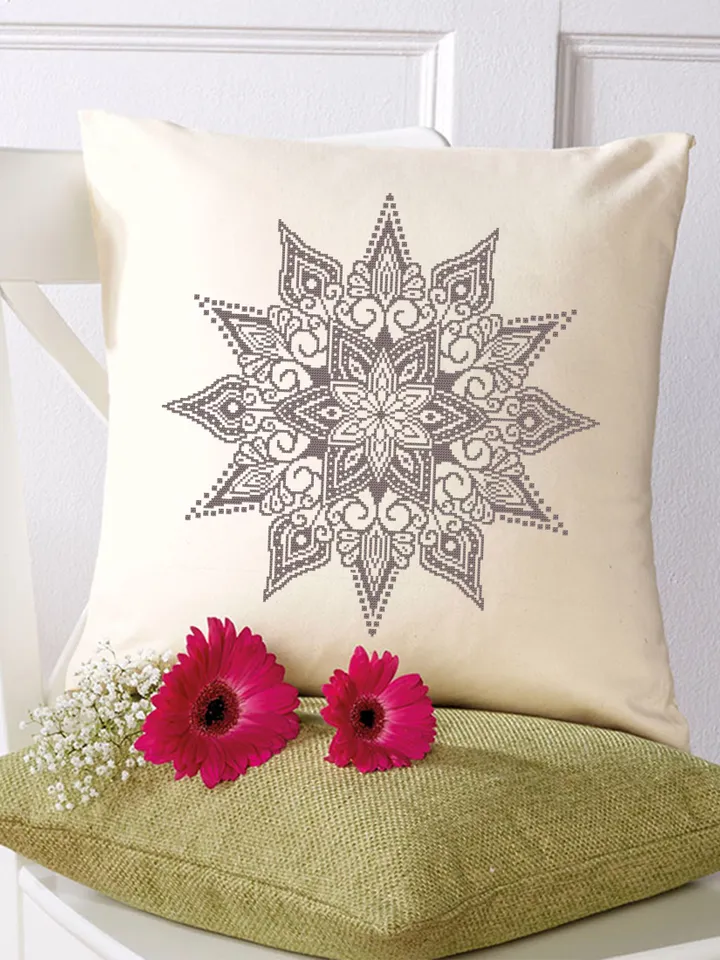 Monochrome mandala cross stitch pattern download PDF Flower mandala pattern digital PDF Floral ornament cross stitch chart Home decor #M181