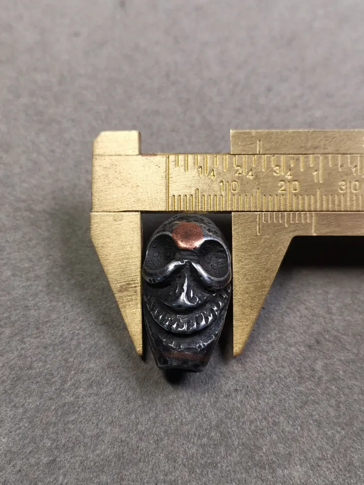 Gandhanra Tibetan Cold Iron Guru Bead,Big Skull Shape T-drilled 3-Hole Prayer Bead,Mala Bead,Connector Bead for Buddhist Bead Accessories