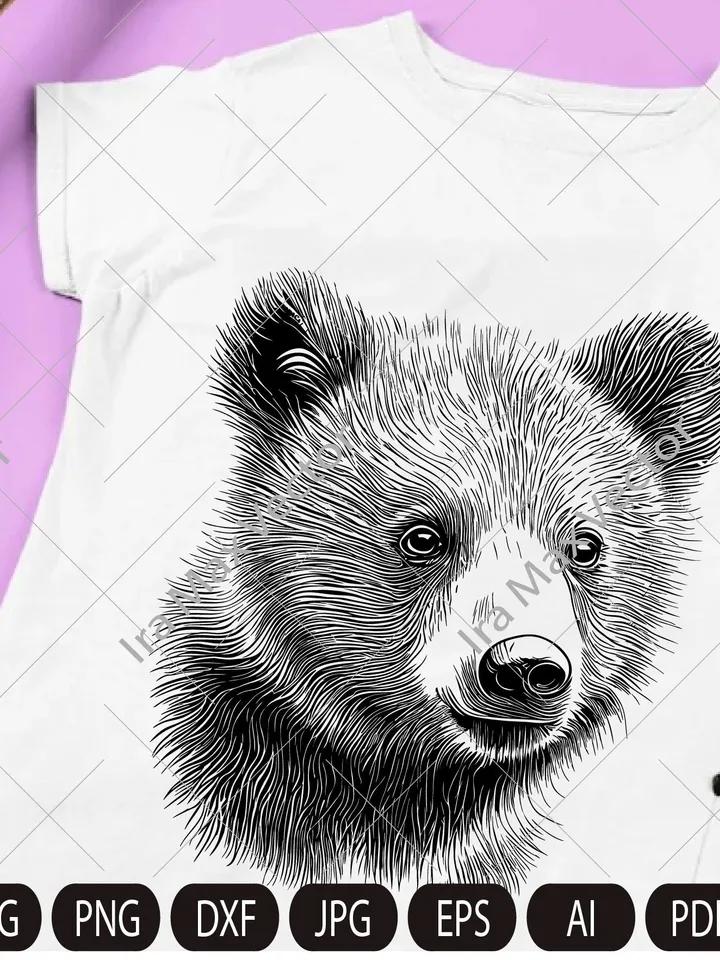 Baby bear svg,Bear cub face svg,Little bear,Grizzly Bear,Bear detailed, Safari African Animals,Bear Cub,Nursery Wall Art, Kids Printable