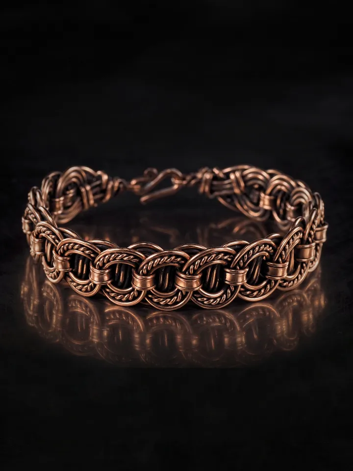 Woven copper wire bracelet Antique style handcrafted copper jewelry Unique gift
