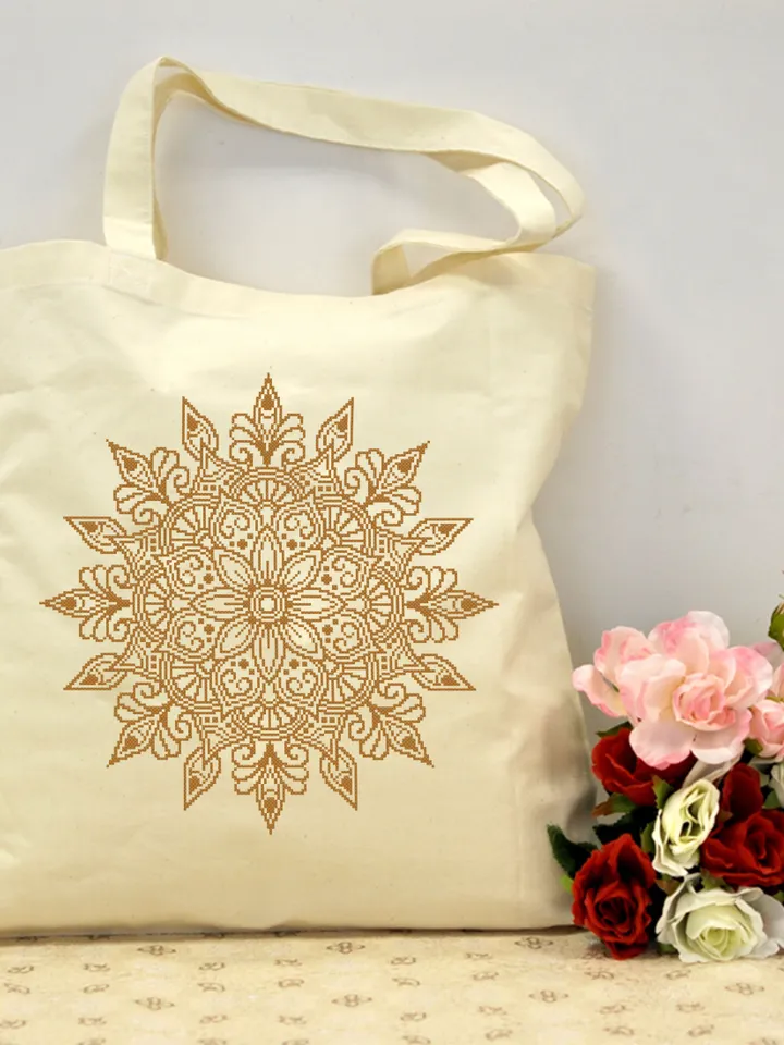 Flower mandala cross stitch pattern download PDF Simple mandala digital Monochrome cross stitch Modern cross stitch chart Home decor #M165