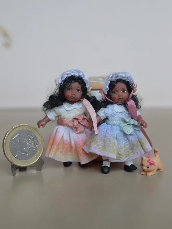Miniature doll in 24th scales. Handmade doll toy. Miniature for dollhouse.
