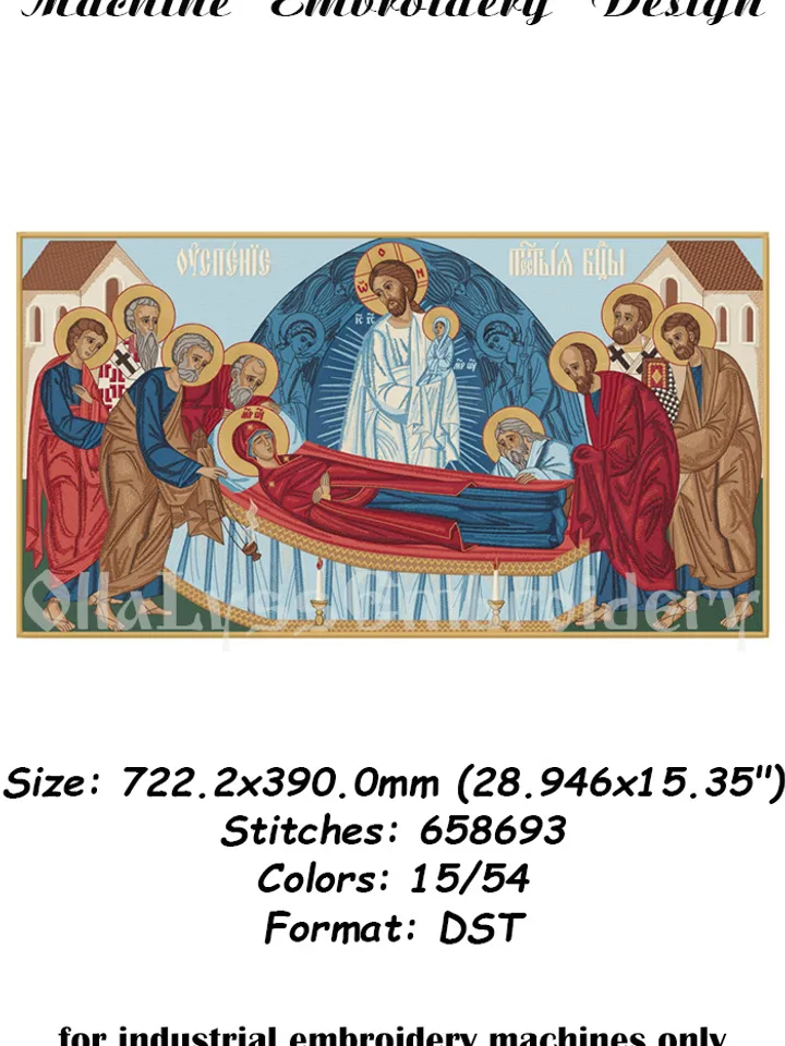 Assumption of Virgin Mary embroidery design