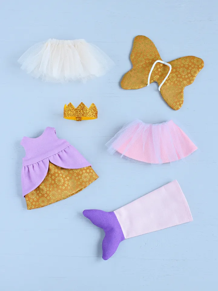 2 PDF Four 16 cm (6″) Mini Rag Dolls with Outfits Sewing Patterns Bundle