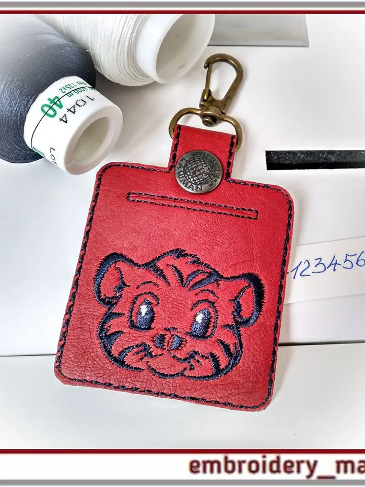 In the hoop Keychain with pocket machine embroidery design ITH