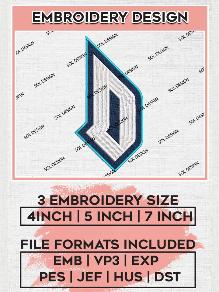 NCAA Duquesne Dukes Team Letter Logo Embroidery Design Files, NCAA Duquesne Dukes Machine Embroidery, NCAA Teams, 3 sizes, NCAA Machine embroidery designs, Digital Download