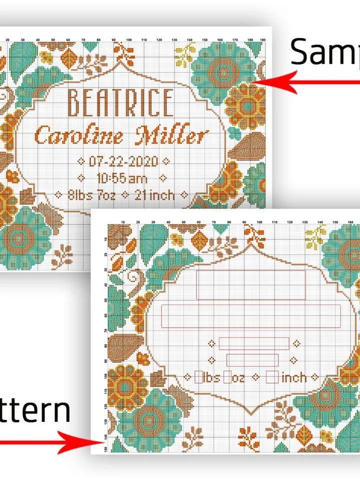 Anniversary cross stitch. Birthday cross stitch pattern. Flower cross stitch.