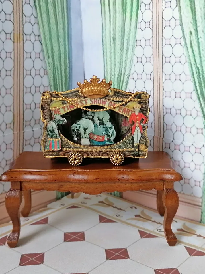 Circus. Puppet Circus, 1:12. Puppet Circus Theater. Handmade. Circus with an Elephant.