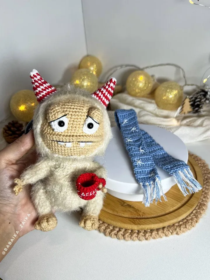 PDF Crochet Christmas Monster Pattern, Christmas Yeti Crochet Pattern, Animal Crochet Crochet Ornament Christmas baby Animal Christmas Decor