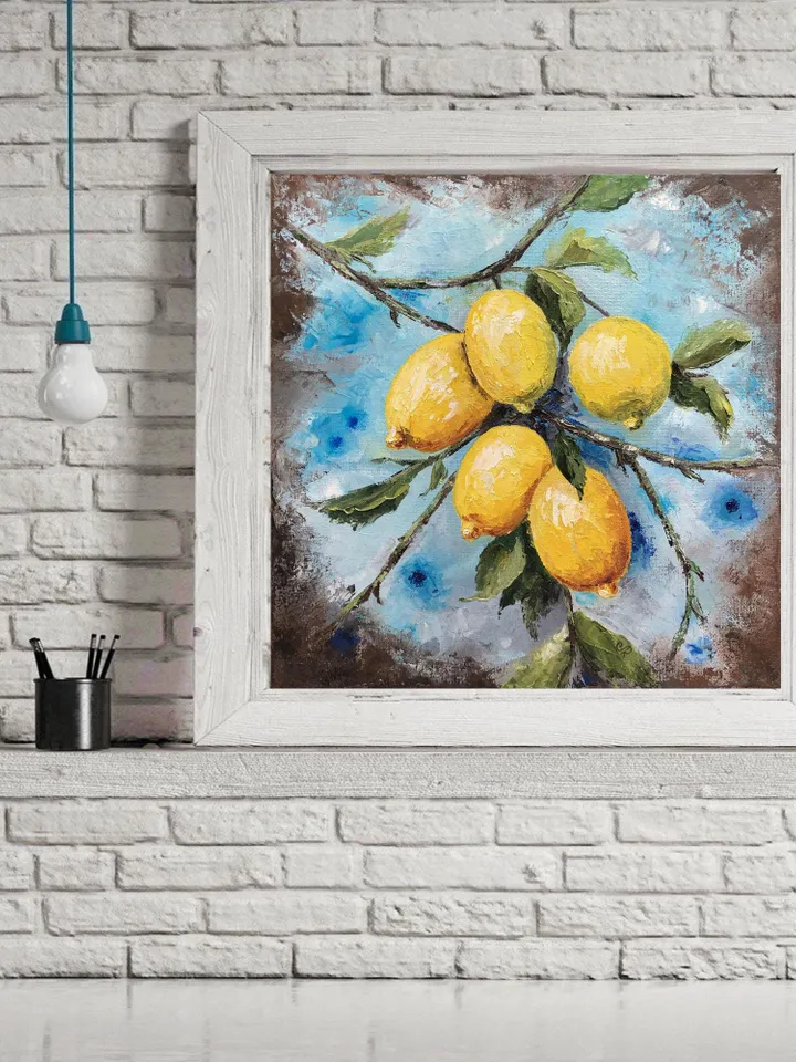 Lemons Oil Painting Fruits Original Wall Art Kitchen Still life Food Paintings