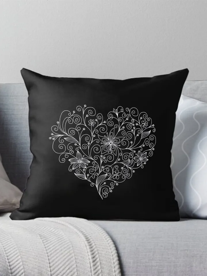 Floral heart blackwork pattern PDF download Flower heart embroidery, Backstitch chart Heart ornament, Floral curls Blackwork embroidery #W25