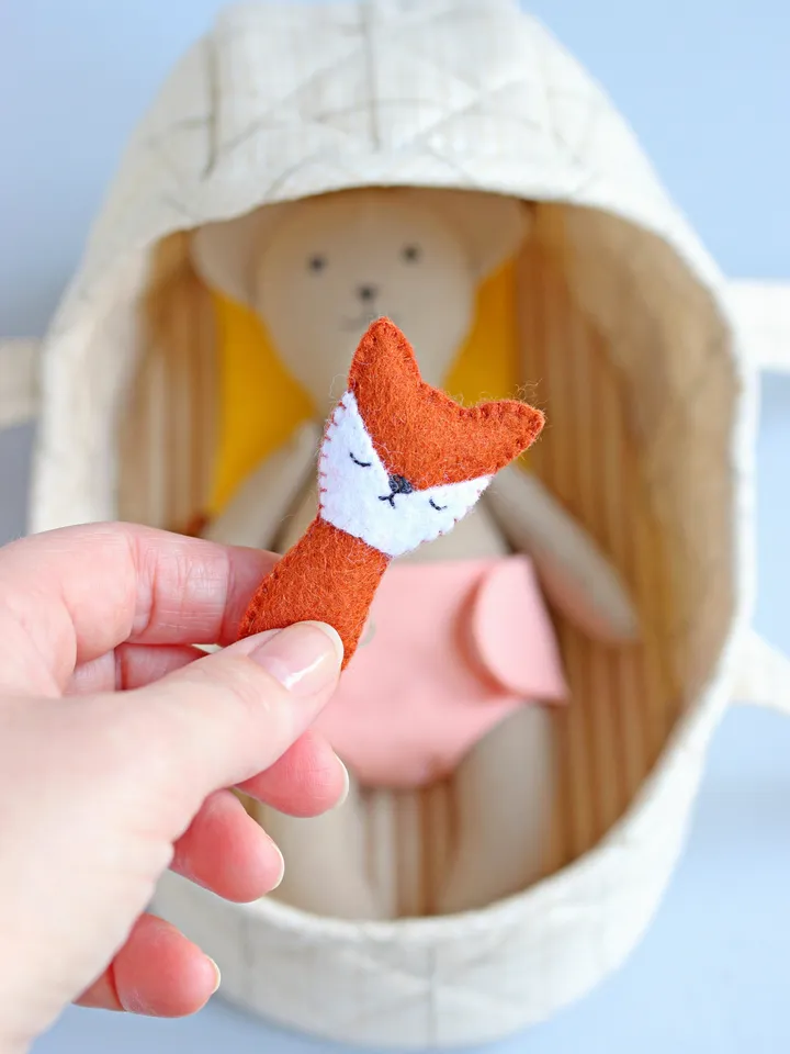 2 PDF Mini Bear Stuffed Animal with Baby Set and Hooded Sleeping Basket Sewing Patterns Bundle