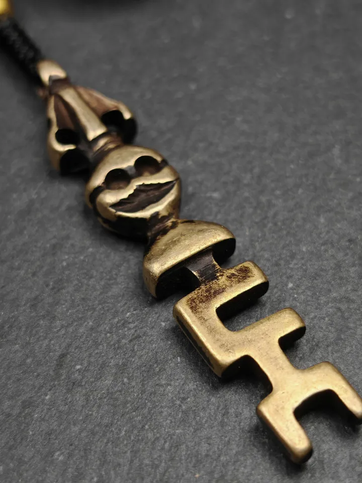 Antique Tibetan Amulet,The Key of Heart Pendant, Gandhanra Handmade Himalayan Style Pendant,Lucky Charm,Made of Lima Brass
