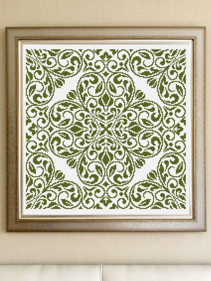 Floral mandala cross stitch pattern PDF download, Square ornament cross stitch chart, Simple mandala pattern digital PDF, Home decor #M205
