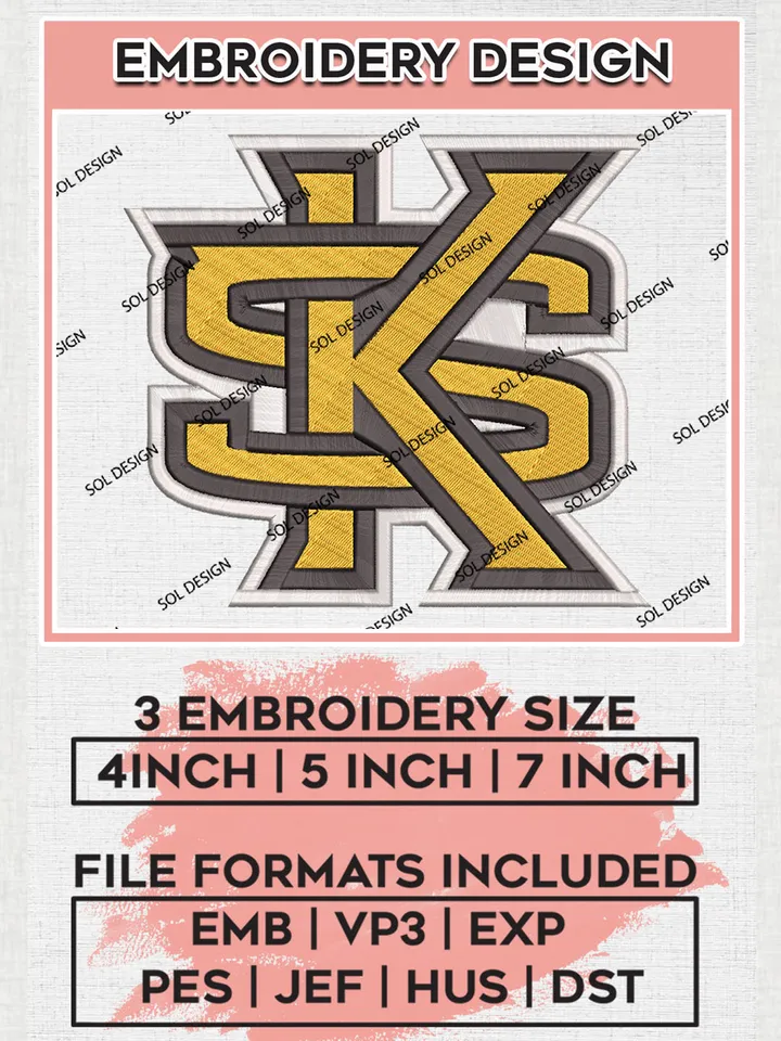Kennesaw State Owls Logo Machine Embroidery Design, NCAA Kennesaw State Owls Embroidery Design Design files, NCAA Embroidery Designs, NCAA Machine Embroidery Designs, Digital Download