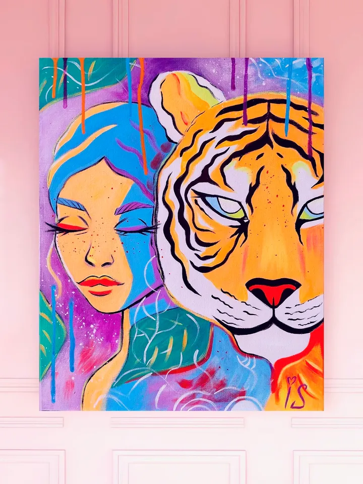 Tiger Girl original acrylic painting