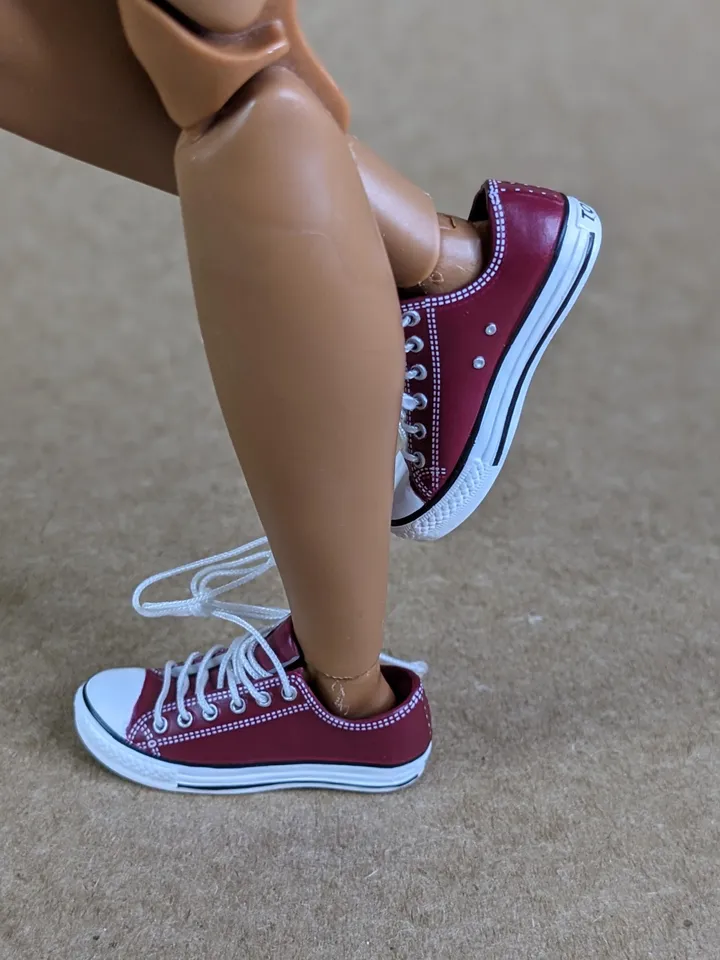 Premium red low sneakers for 12 inch male dolls
