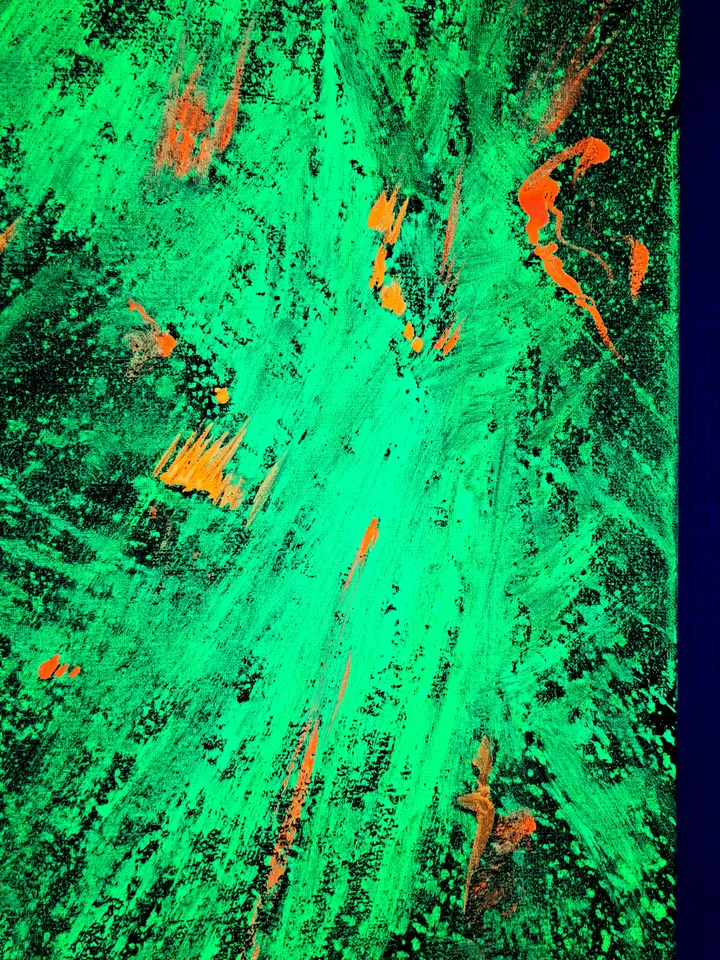 Neon painting "Chaos" abstract art modern art original black light painting on canvas