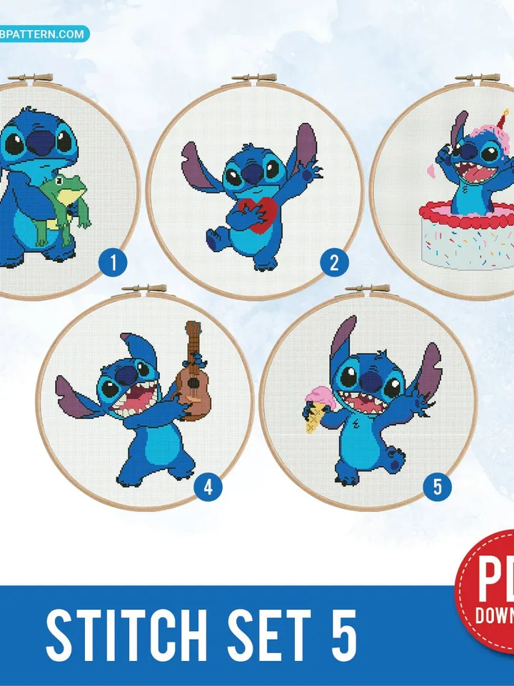 Lilo and Stitch Bundle (2) of 5 Cross stitch pattern | Embroidery Pattern | Instant Download | Embroidery Designs