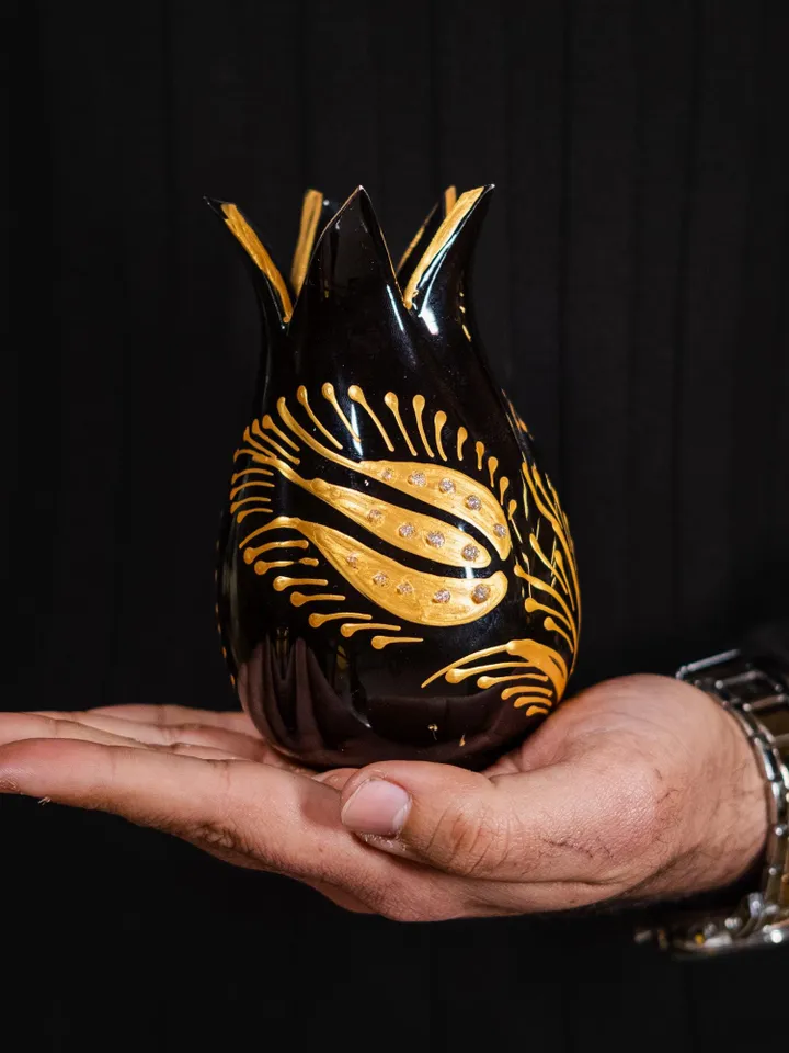 Luxury Black and Gold Tulip Vase Set | Handmade Turkish Art | Elegant Tulip Decor & Modern Home Accent | Unique Gift, Home Decor