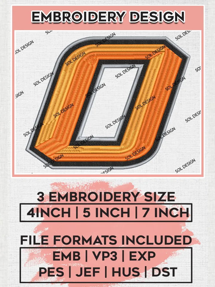 Oklahoma State Cowboys College Team Letter Logo Embroidery Design Files, NCAA Oklahoma State Cowboys Machine Embroidery, NCAA Teams, 3 sizes, NCAA Machine embroidery designs, Digital Download