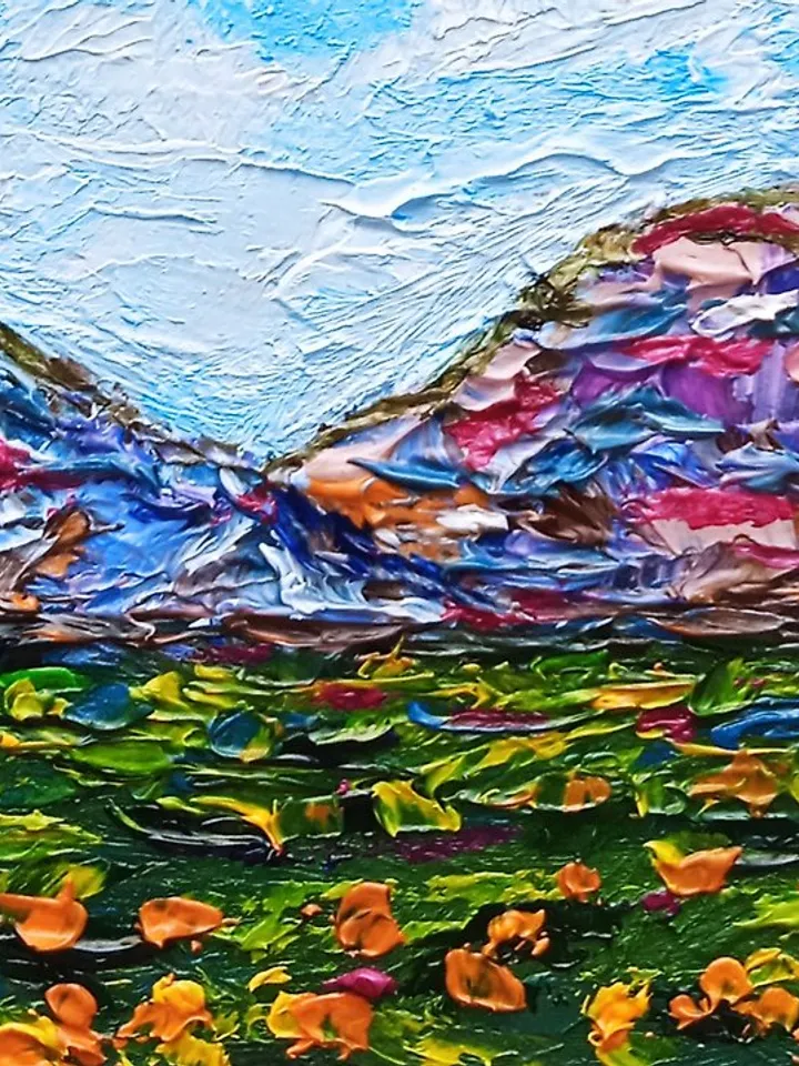Mini Oil Painting Mountain Landscape Painting in Dollhouse Dollhouse Interior