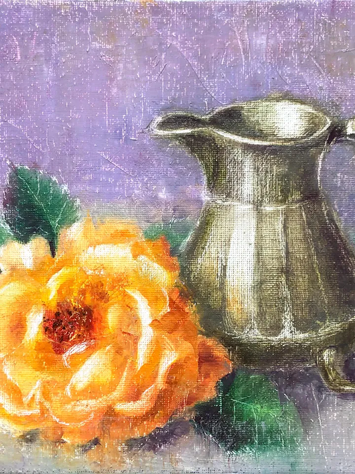 Roses Oil Painting Original Still Life Teacup Painting