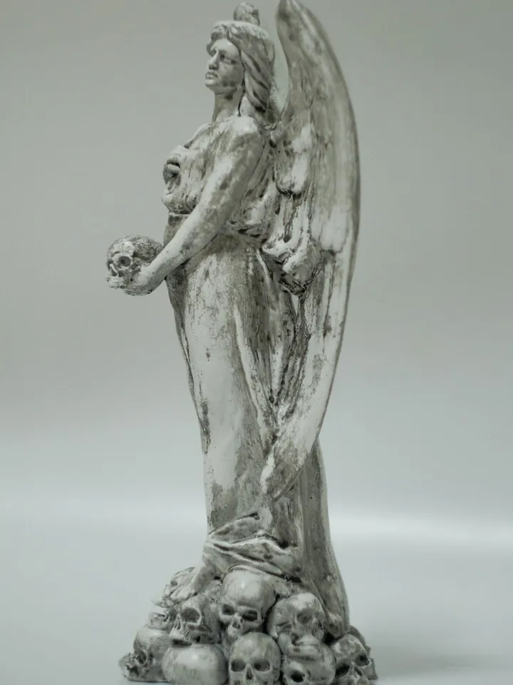 Angel Statue with Skulls and Wings | Angel Statues for Cemetery | Gothic Angel | Scary Statue