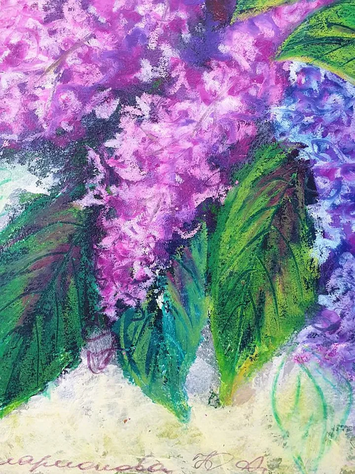 Lilac Painting Floral Original Art Flower Bouquet Wall Art Acrylic Painting