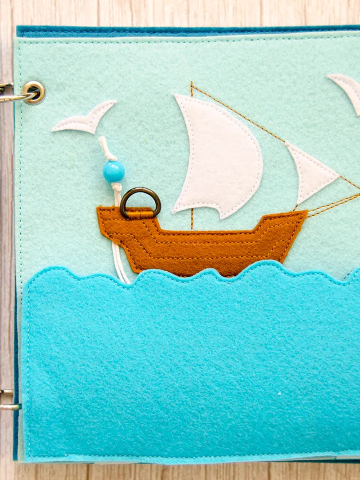 Ship and Treasure, Quiet book page, Pattern and Tutorial, SVG files