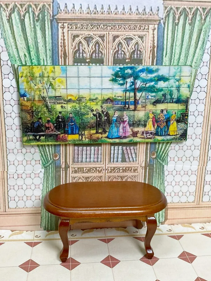 Dollhouse panel. 1:12. Handcrafted. Imitation tiles. Wall panel. Miniature dollhouse.