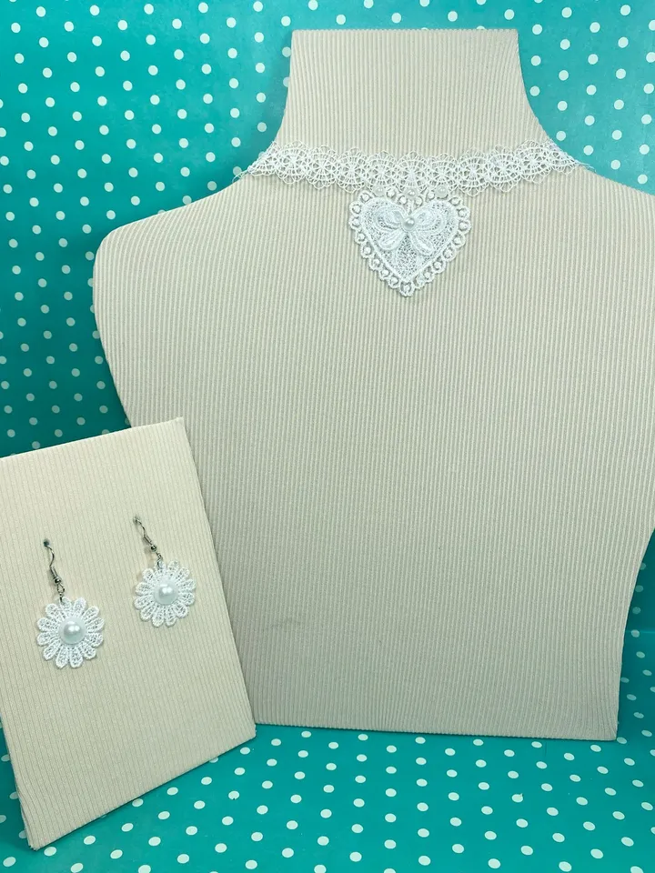 Lace choker with earrings. Set of jewelry.